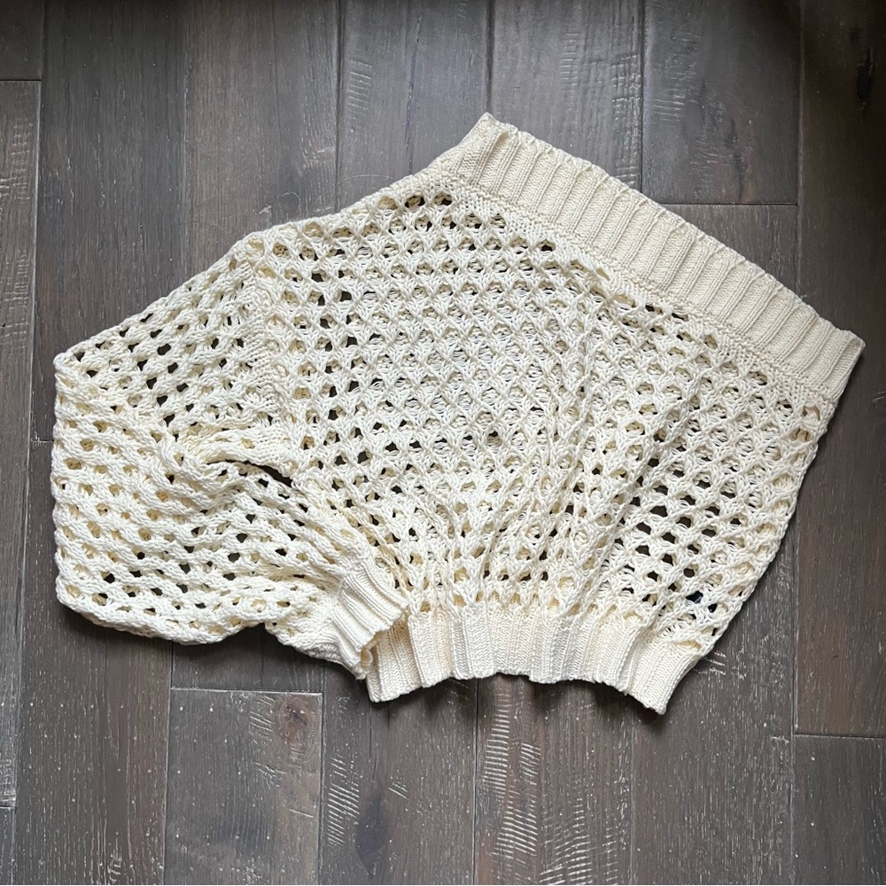 Mauve by Anthropologie One-Shoulder Crochet Layer top in cream NWOT - Picture 9 of 16